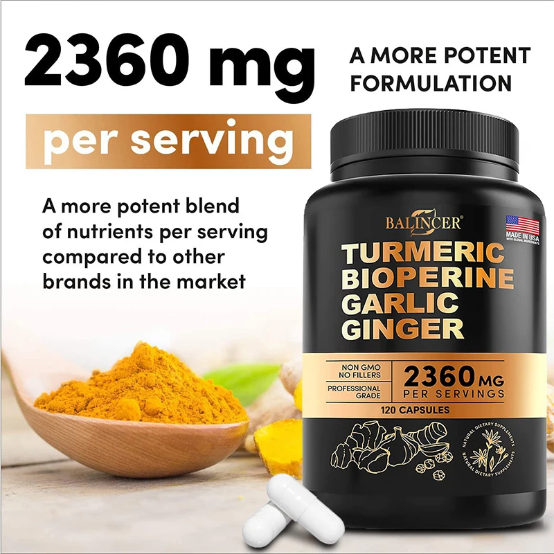 Balincer Extra Strength 2360mg, Curcumin and Black Pepper Extract Supplement - Easy To Absorb - Joint Health, Immune Support