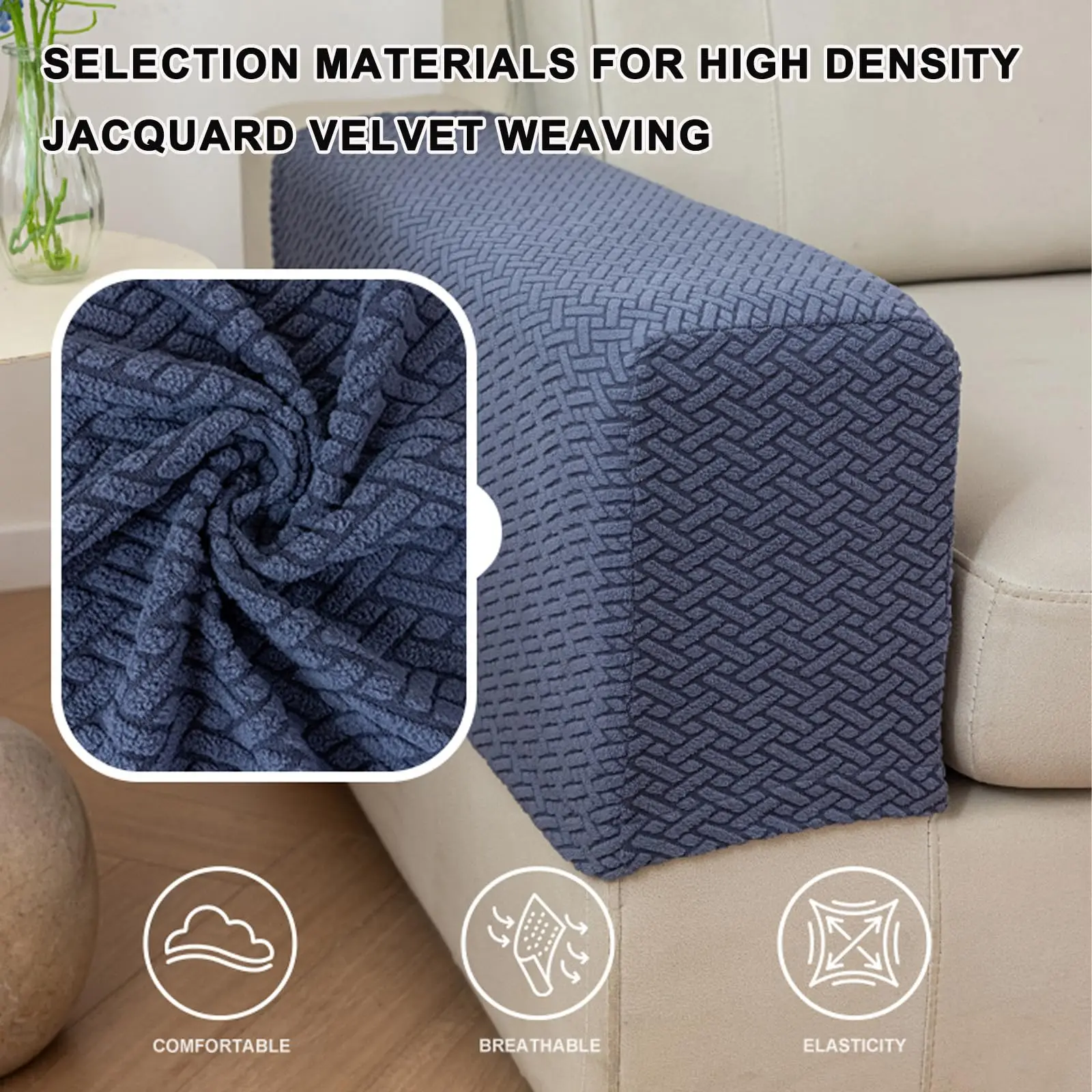 Solid High Elastic Couch Sofa Arm Covers Arm Covers Polyester Stain-resistant Furniture Protector Washable Armchair Slipcovers
