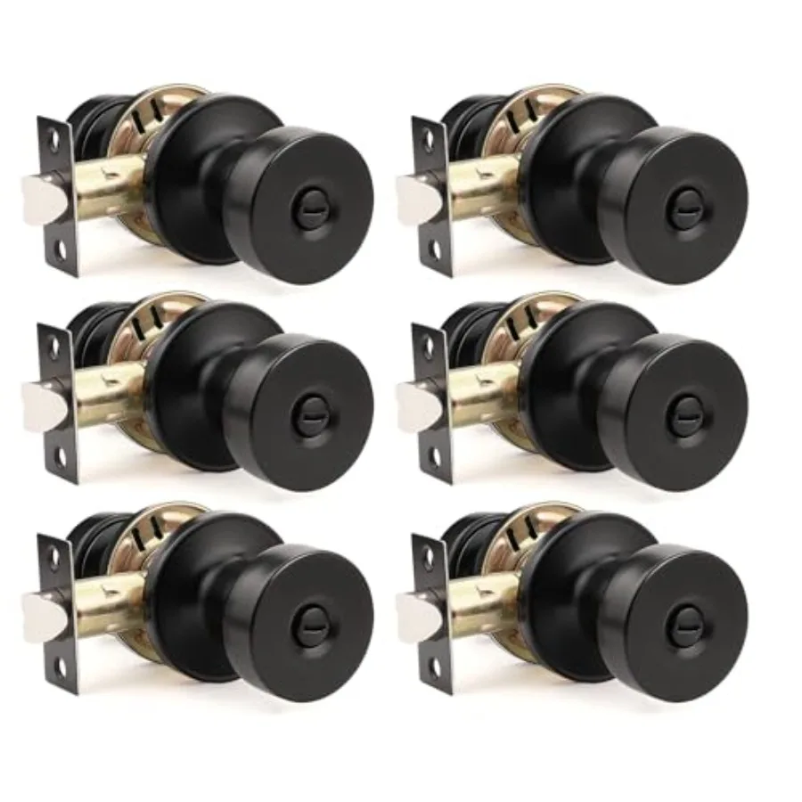 

Pack Matte Interior Door Knobs, Reversible Door Knob with Lock, Keyless Round Doorknob for Bathroom and Bedroom