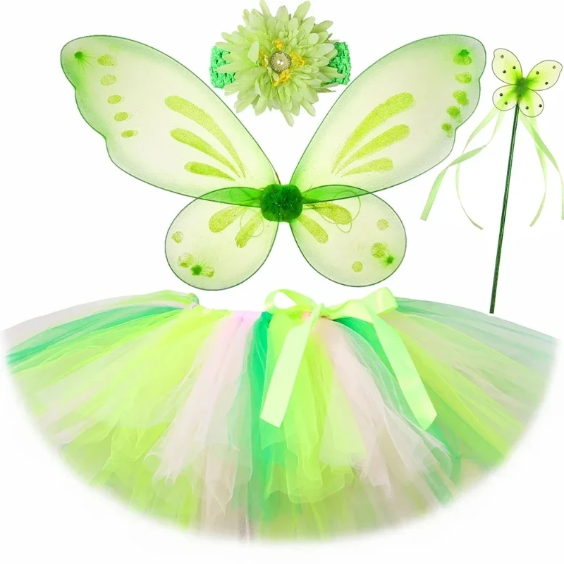 

Girl's Green Fairy Ballet Dress Set Fluffy Toddler Baby Girl Tulle Skirt Children's Carnival Party Ballet Dress Costume Set