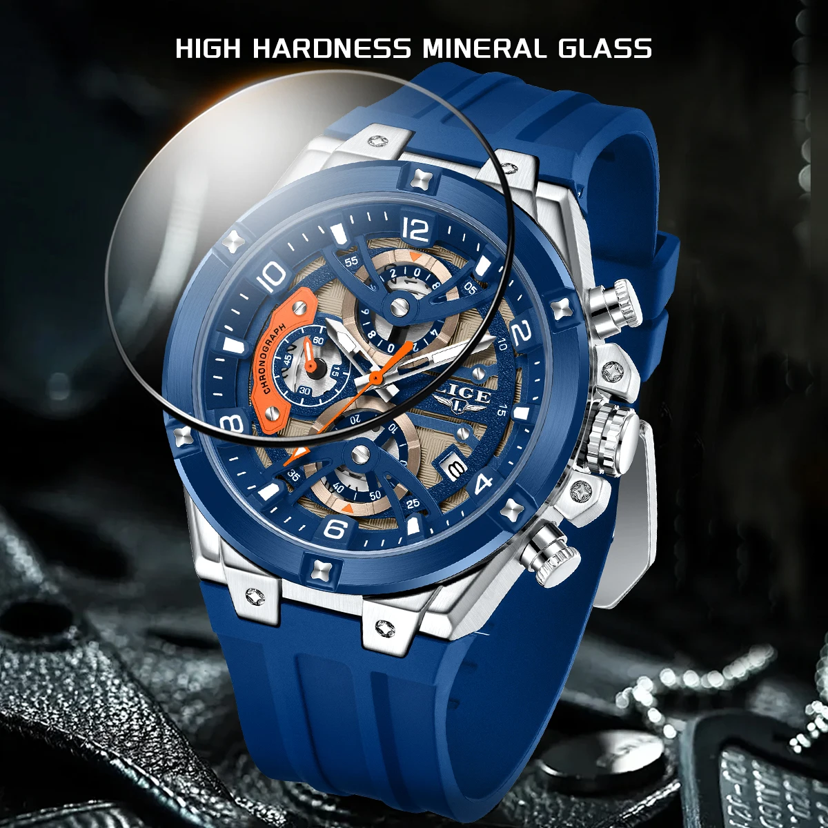 Reloj LIGE de cuarzo para deportes al aire libre para hombre, correa de silicona de lujo a la moda, relojes con calendario informales resistentes al agua para hombre, caja de regalo aleatoria, nuevo
