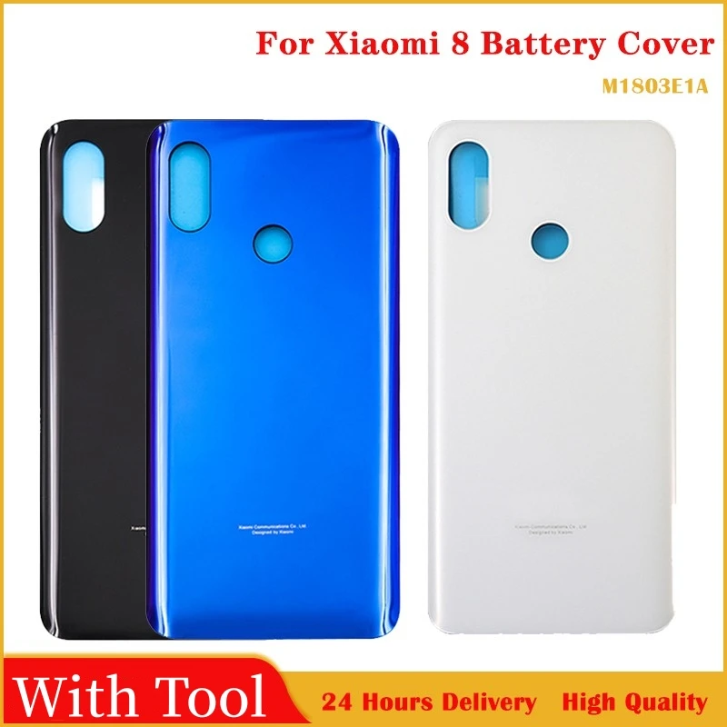 

New Glass Case For Xiaomi mi 8 Back Battery Cover Rear Door Housing For xiaomi mi 8 Battery Cover Replacement Parts