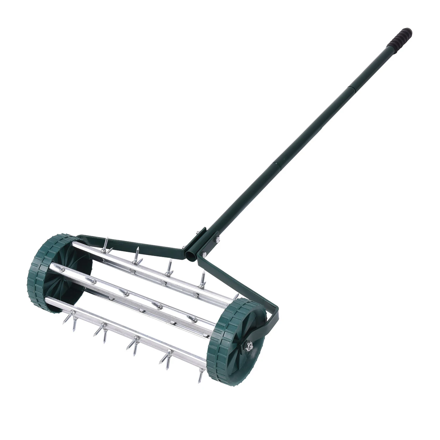 Rasenbelüfterrolle, Rasenrolle mit Griff und Nägeln, Handvertikutiererrolle, manueller Rasenbelüfter, Rasenroller, Vertikutierer