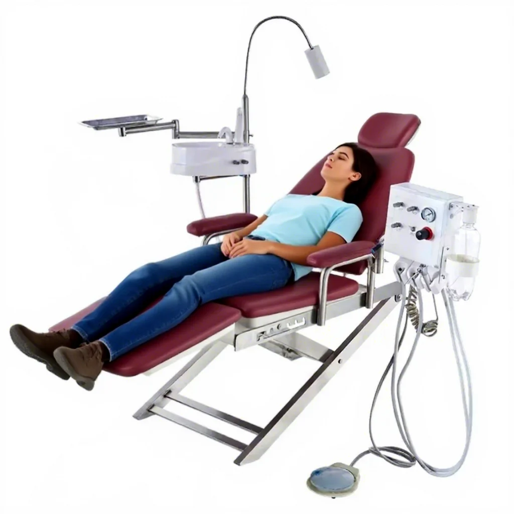 

High Quality Dentist Treatment Cheap Foldable Denta Chairs Unit Price Optional Compressor Portable Electric Dentl Chair