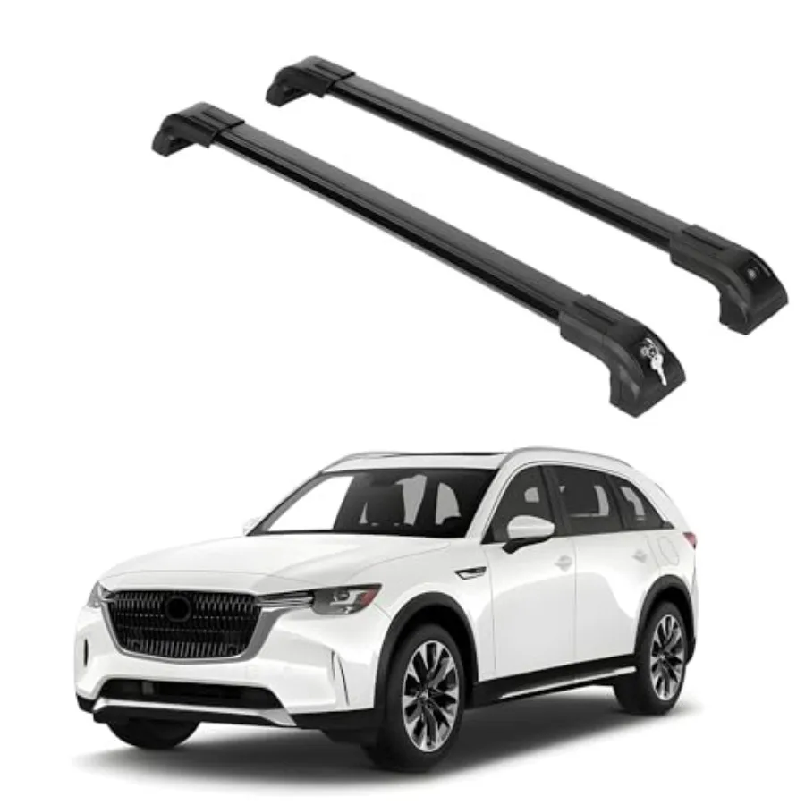 

Heavy Duty 220lb Roof Rack Cross Bars for 2024-2026 Mazda CX-90 CX90 PHEV Aluminum Black Solid Metal Mounts with Anti-Theft Loc