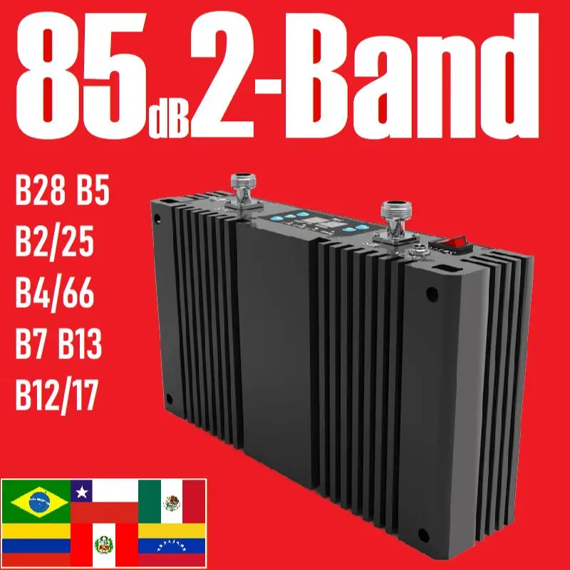 Latin America B28 B5 B4 B66 B2 B25 B7 33dBm 85dB High Power 4G 5G Signal Amplifier Booster Repeater ALC MGC Chile Mexico Brazil