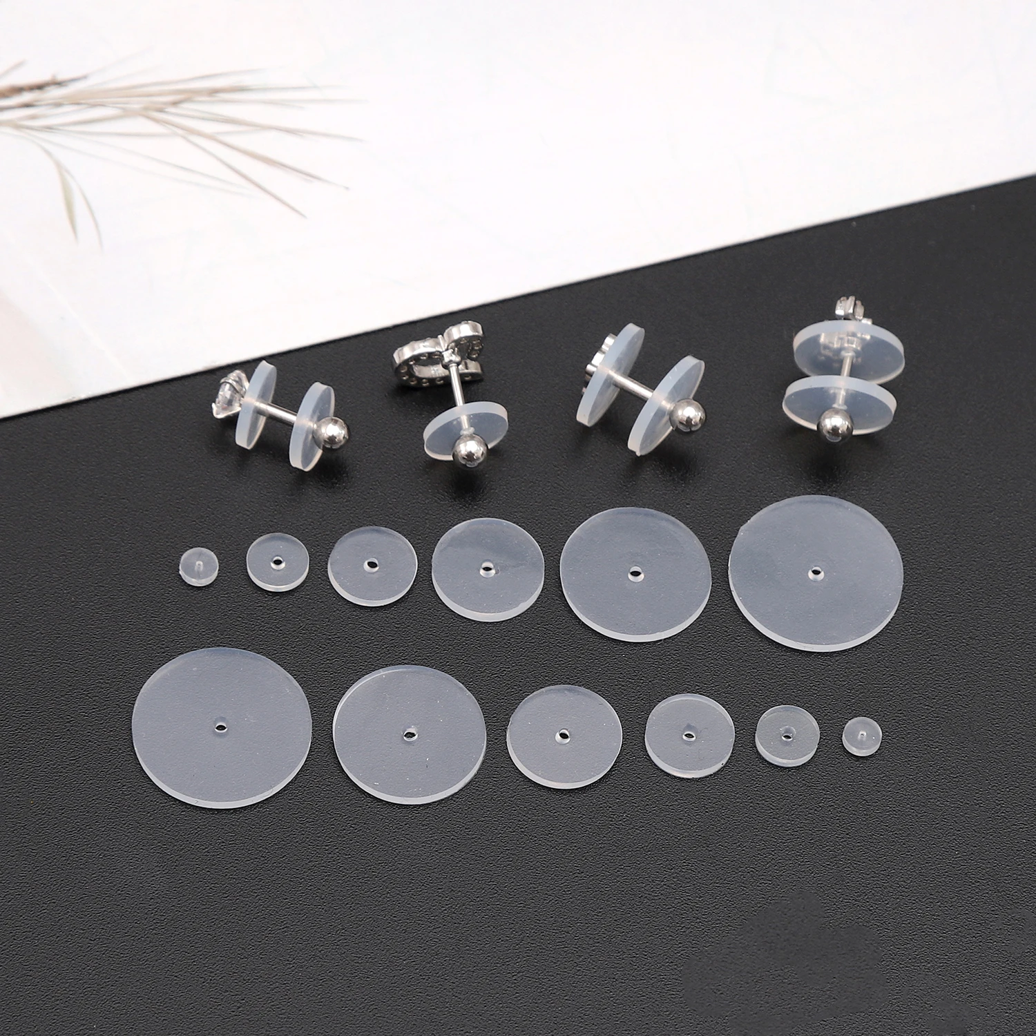 6-50Pcs 3/5/7/9/12/14mm Transparent Earring Back Pads Clear Silicone Comfort Earring Cushions Body Piercing Bar Accessories