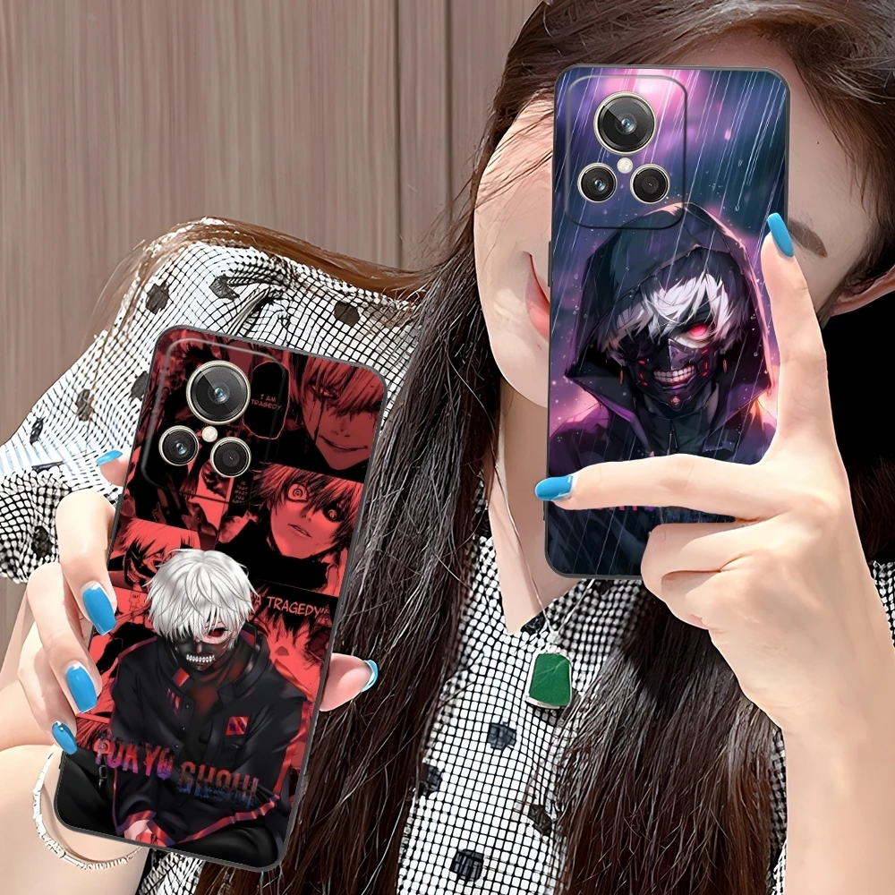 Tokyo Ghoul Kaneki Mobile Cell Phone Case for Realme GT 2 9i 8i 7i Pro X50 X2 C35 C21 C20 C11 C3 Black Soft Phone Cover Shell