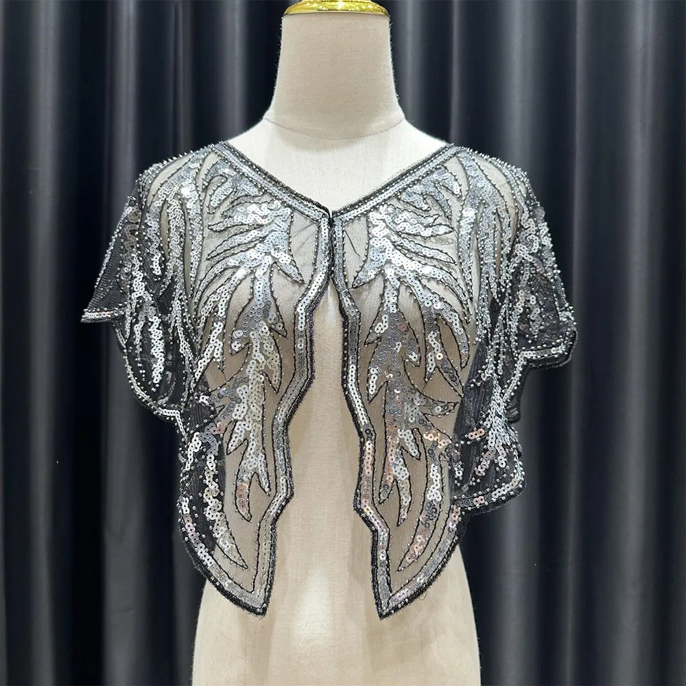 

Ретро 1920-х годов хлопушка шаль декор с блестками растительный узор вечерние шаль шаль из бисера свадьба