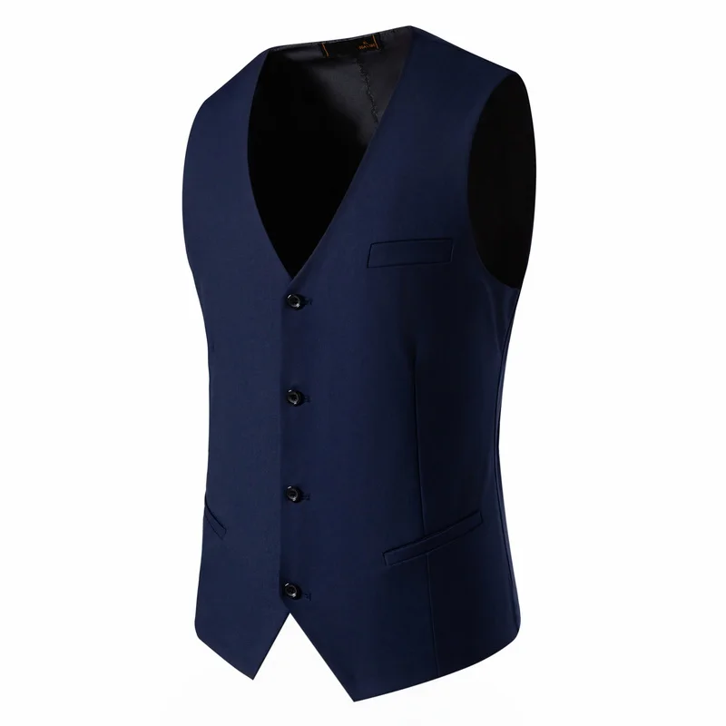 2024 New  Solid Color Men\'s Vest Versatile Suit Collar Slant Hem Mens Blazer Waistcoat  Dark Gray Black Red Navy-Blue  S-6XL