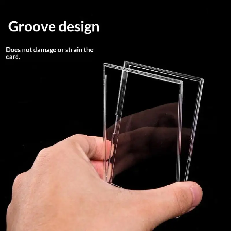 Clear Acrylic Card Holder Snap Type Gaming Sports Trading Card Display Case Kpop Idol Photo Protective Sleeves Not Magnetic10PC