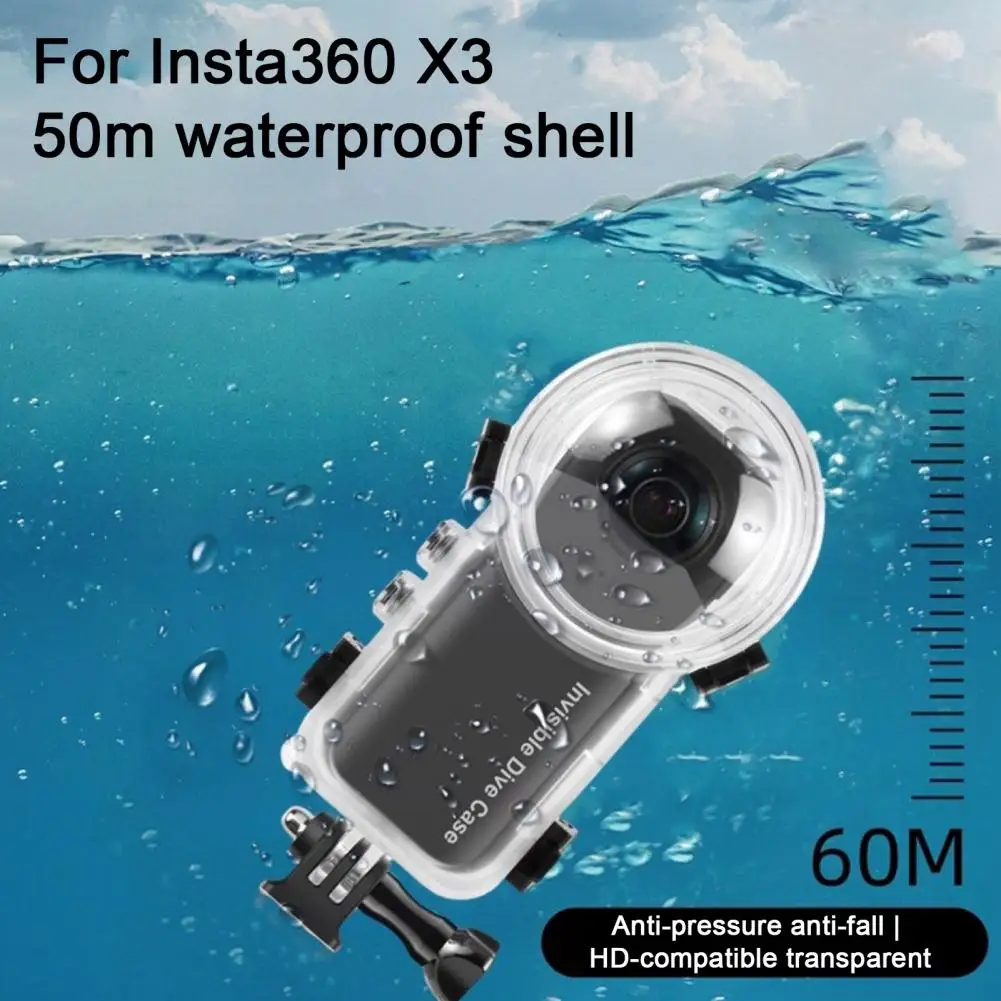 액션 카메라 다이빙 쉘 방수 보호 케이스, 김서림 방지 코팅, PC 밀폐 쉘, Insta360 X4 카메라용