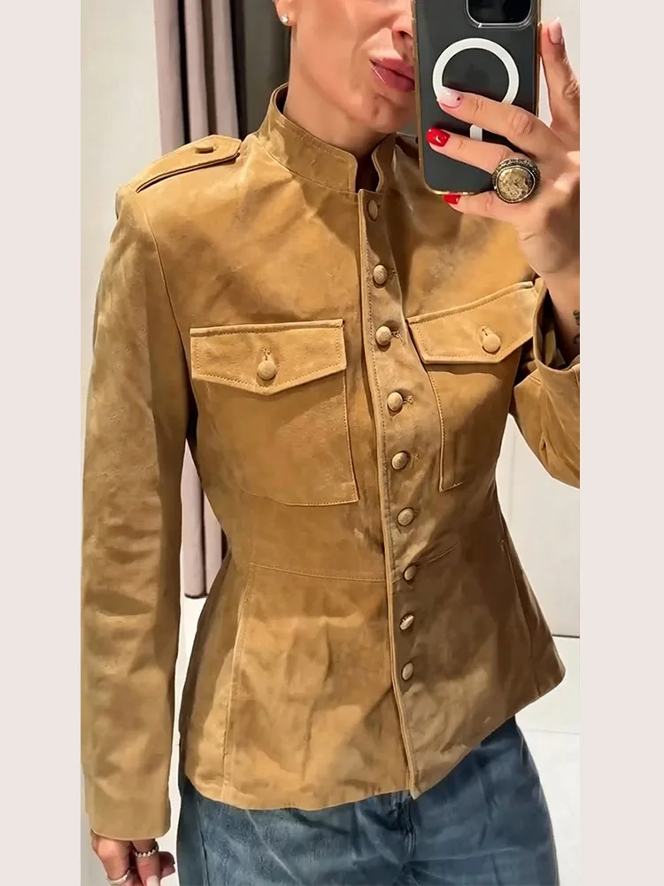 Serafina – Faux Suede Military Jacket 6