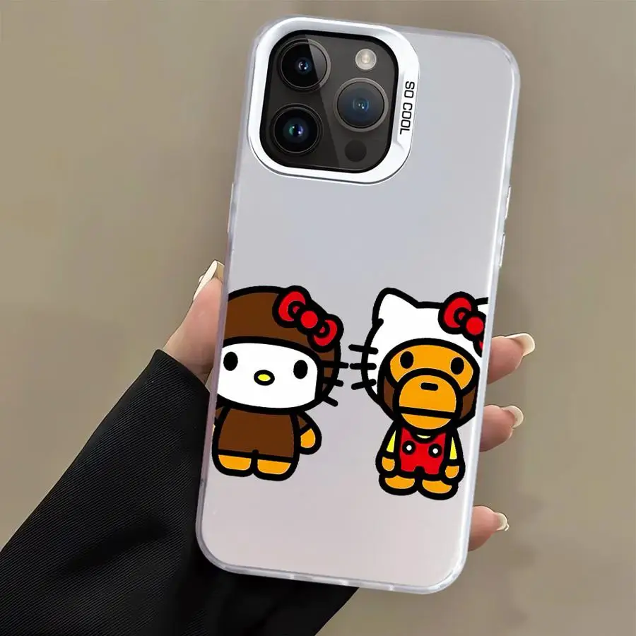 아이폰 14 15 16 플러스 16e 11 12 13 프로 맥스 소프트 쉘 귀여운 카모플라쥬 헬로키티 케이스