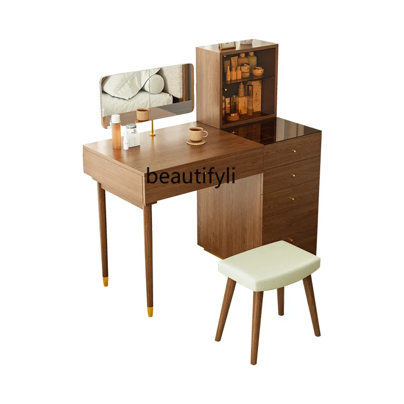 

Modern Minimalist Dresser Desk Nordic Integrated Bedroom Small Apartment Retro Makeup Table Locker