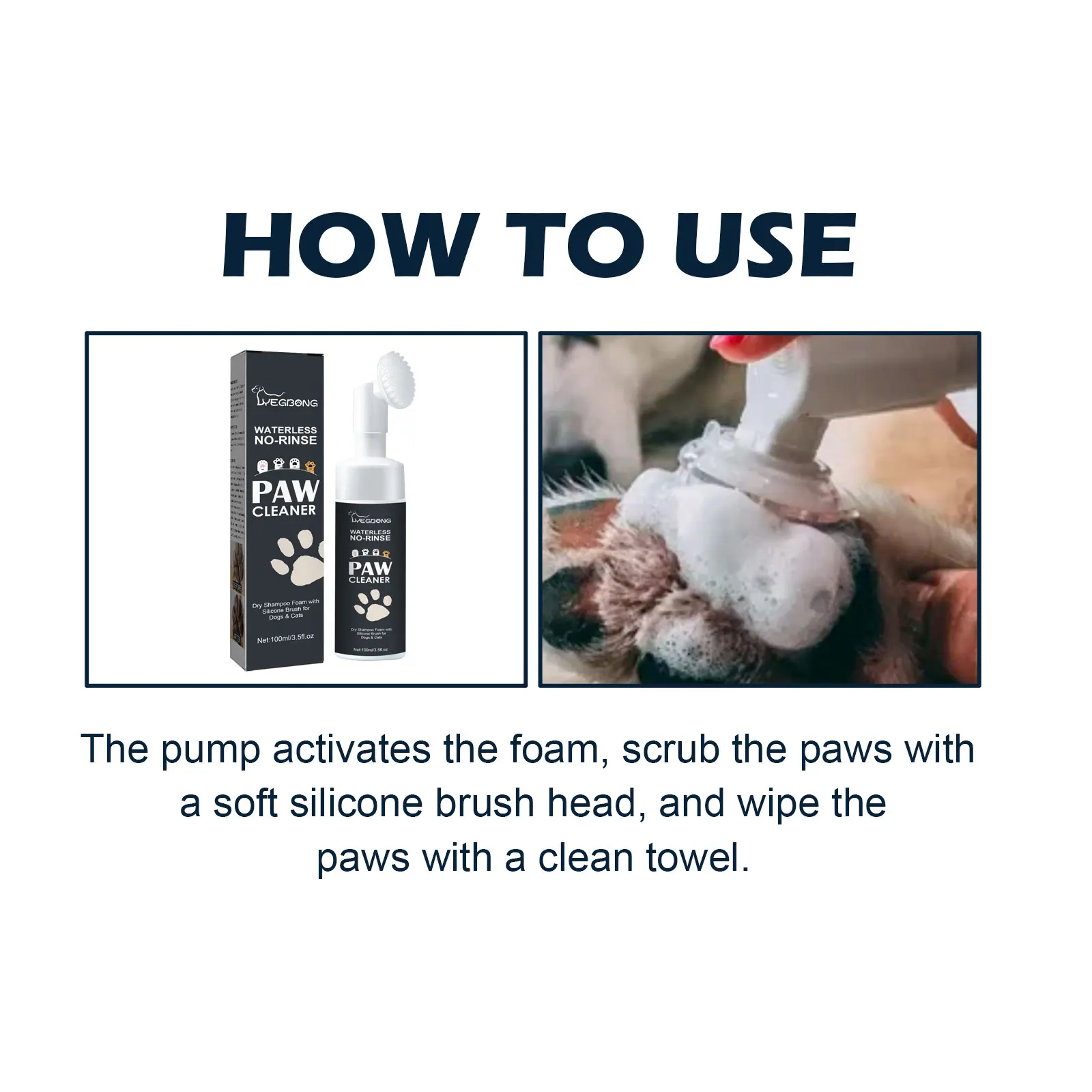 Cat paw cleaning special cleaning foam, pet foot cleaner does not wash paw care products for dogs - delivery silicone brush