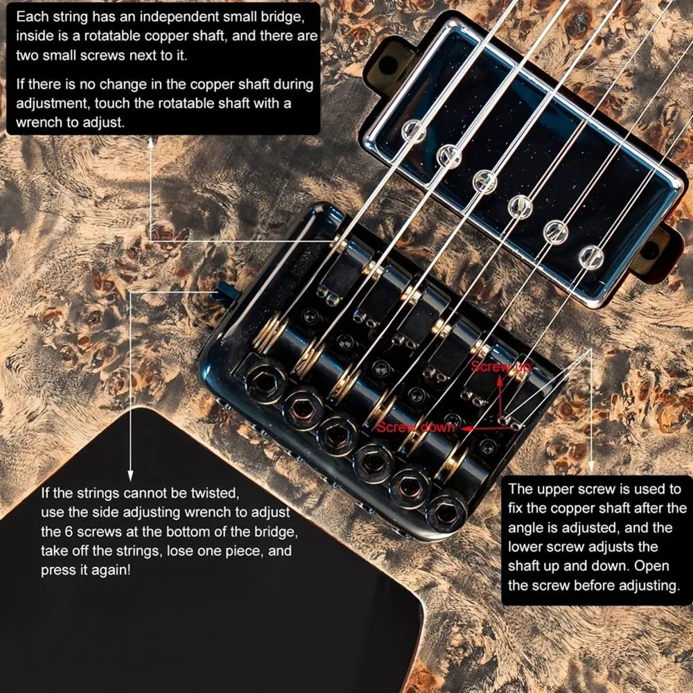 useful 6 String Fixed Headless Electric Guitar Bridge Tailpiece Ball Bearing Bridge High Quality Guitar Bridge Tailpiece