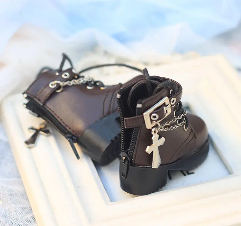 

1/4 Scale BJD Doll Shoes Dark Brown Short Leather Boots Model