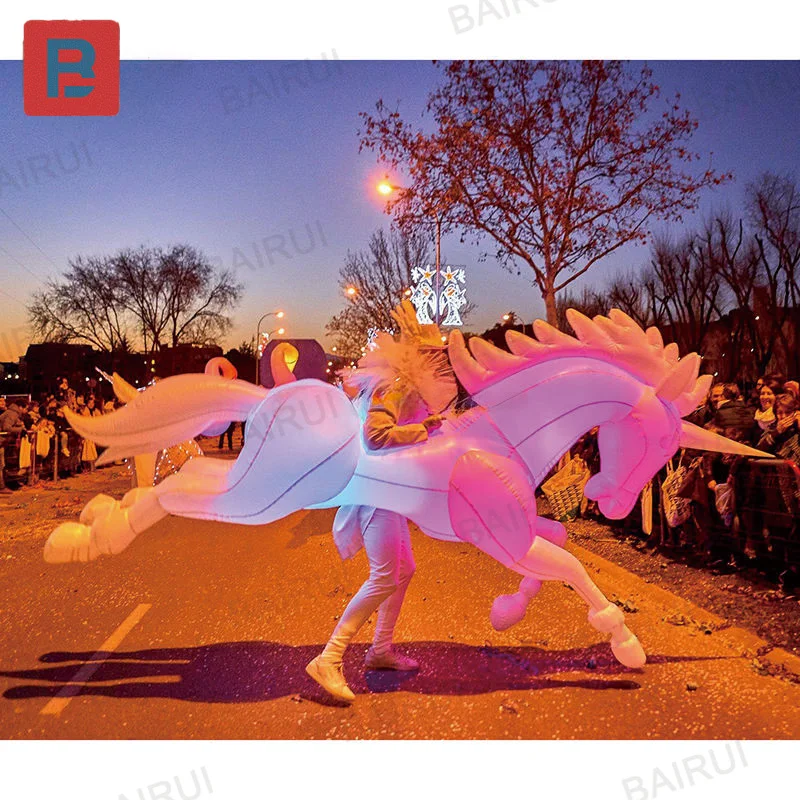 Inflatable unicorn, lighting inflatable unicorn costume, inflatable horse costume, with blower