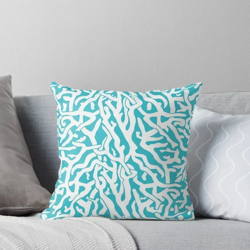 

Coral Reef Pattern White Aqua Blue Beach Throw Pillow Pillow Cases Christmas Pillow Cases