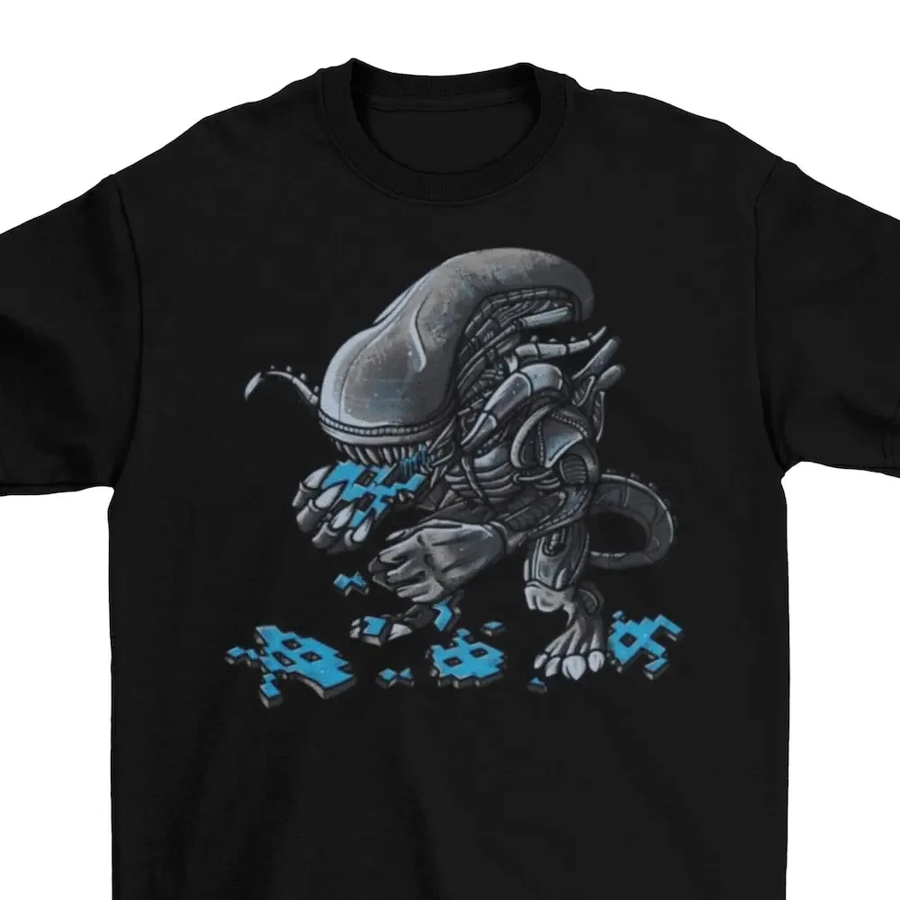 

Футболка Alien Eating Aliens, хлопковая футболка для взрослых Space Invaders Halloween 2022,