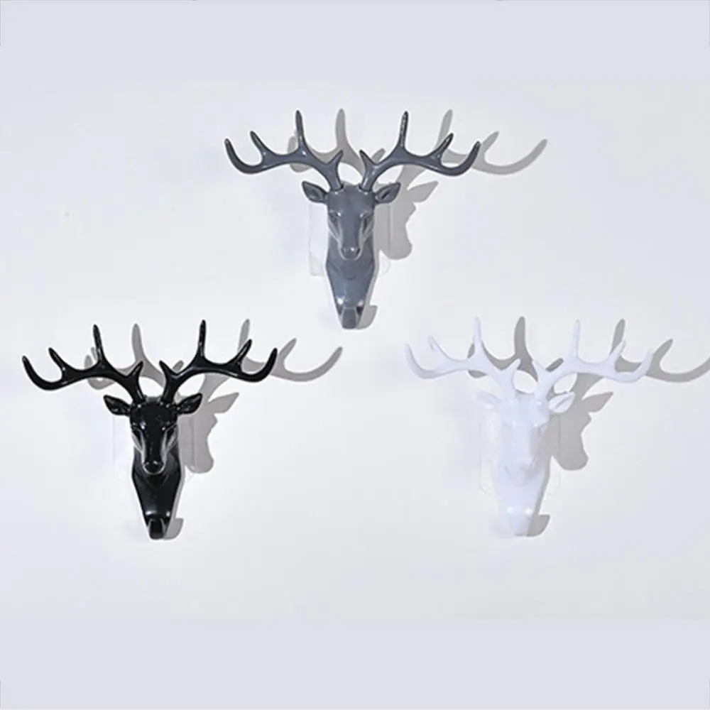 Llavero colgante de pared con cuernos de cabeza de ciervo, perchero para colgar ropa Vintage, sombrero, bufanda, llave, ciervo, decoración de pared