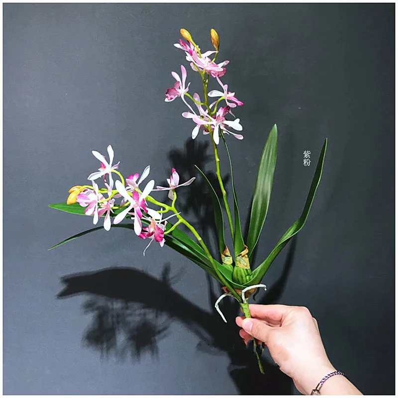 42CM Artificial High Quality Vanda Orchid Branch Plastic Plant Hotel Wedding Flower Garden Landscaping Home Decoration Accessori