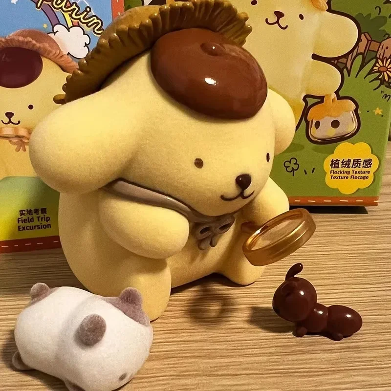 Pompompurin 어린 시절 사계절 시리즈 블라인드 박스 카와이 액션 입상 낚시 눈사람 모델 어린이 장난감 놀란 선물