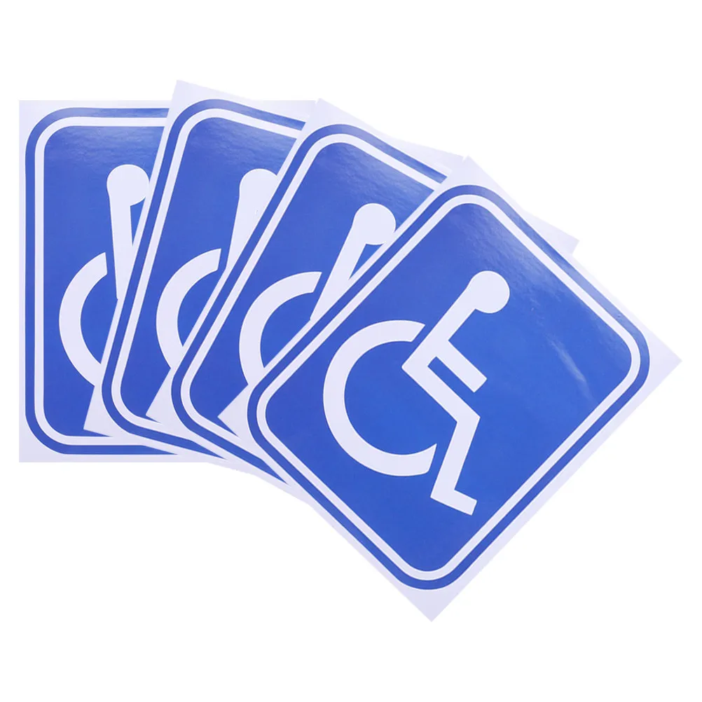 4Pcs Wheelchair Accessible Sign Sticker Self Adhesive Disability Symbol Decal for Restroom Elevator Office Home Public Use