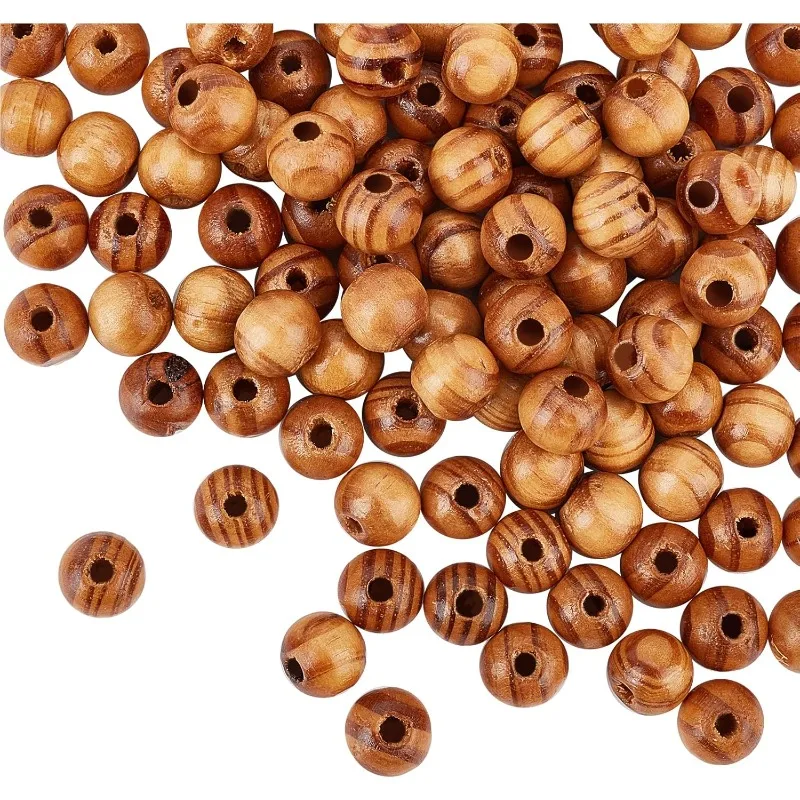 120 stücke Naturholz perlen Burlywood Perlen runde Holz lose Perlen 6mm Durchmesser 2mm Loch Holz Bastel perlen Makramee Perlen