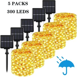 Guirnalda de luces LED solares para jardín, lámpara parpadeante impermeable para Navidad, Patio, árbol, fiesta, 7m, 12m, 22m, 32m