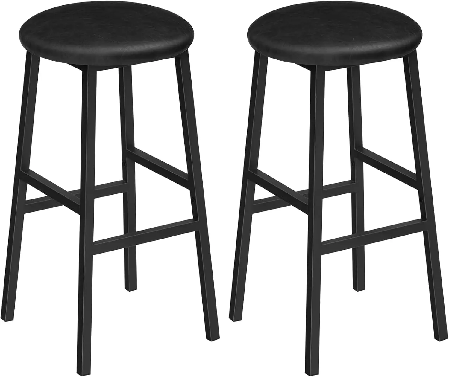 

Bar Stools, 24.8 Inch PU Upholstered Breakfast Stools, Set of 2 Round Bar Chairs with Footrest, Easy Assembly,NEW USA