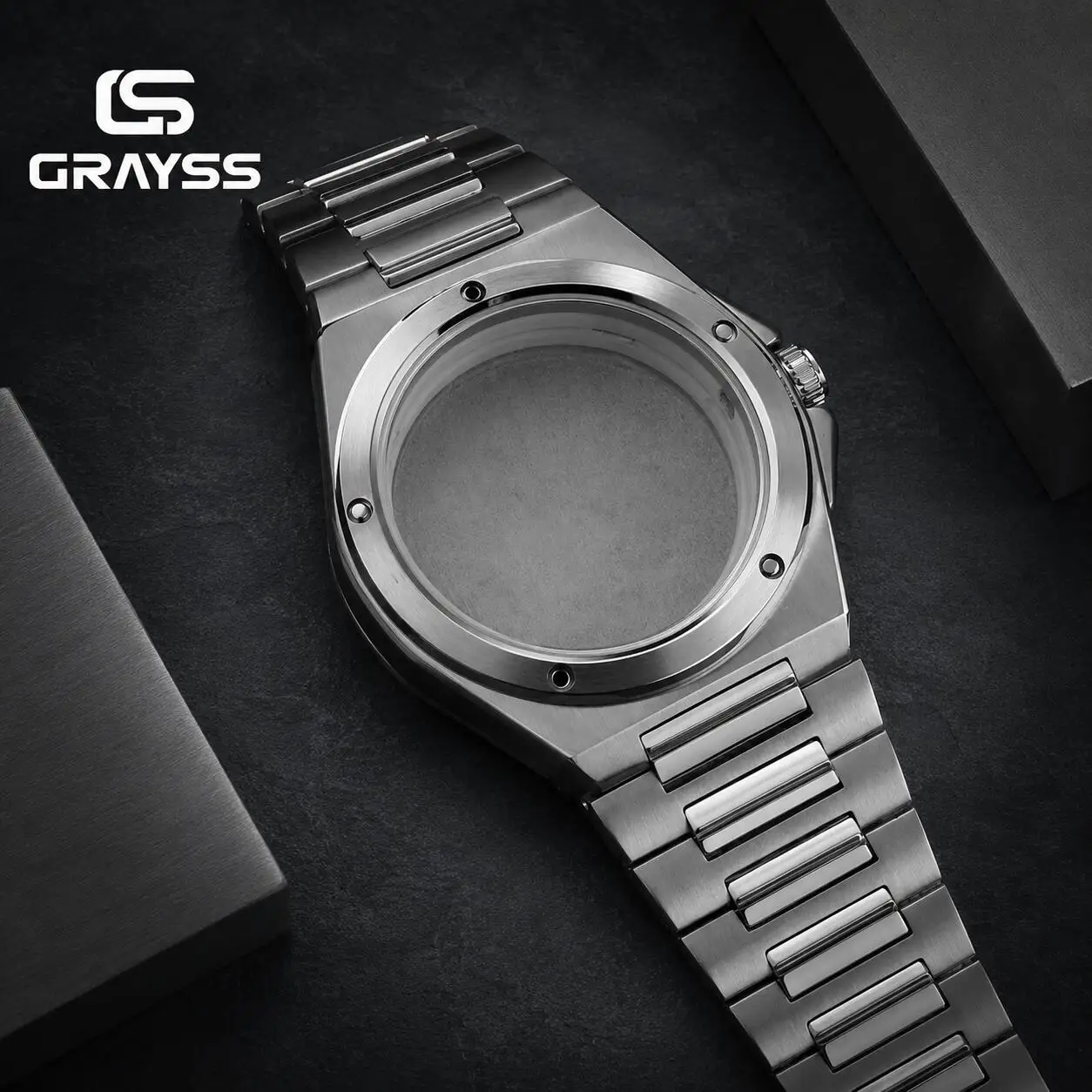 40mm Engineer Style Solid Stainless Steel Watch Case Glass Back Fit 28.5mm/31mm Dial NH35 4R35 Movement Business Mod Parts