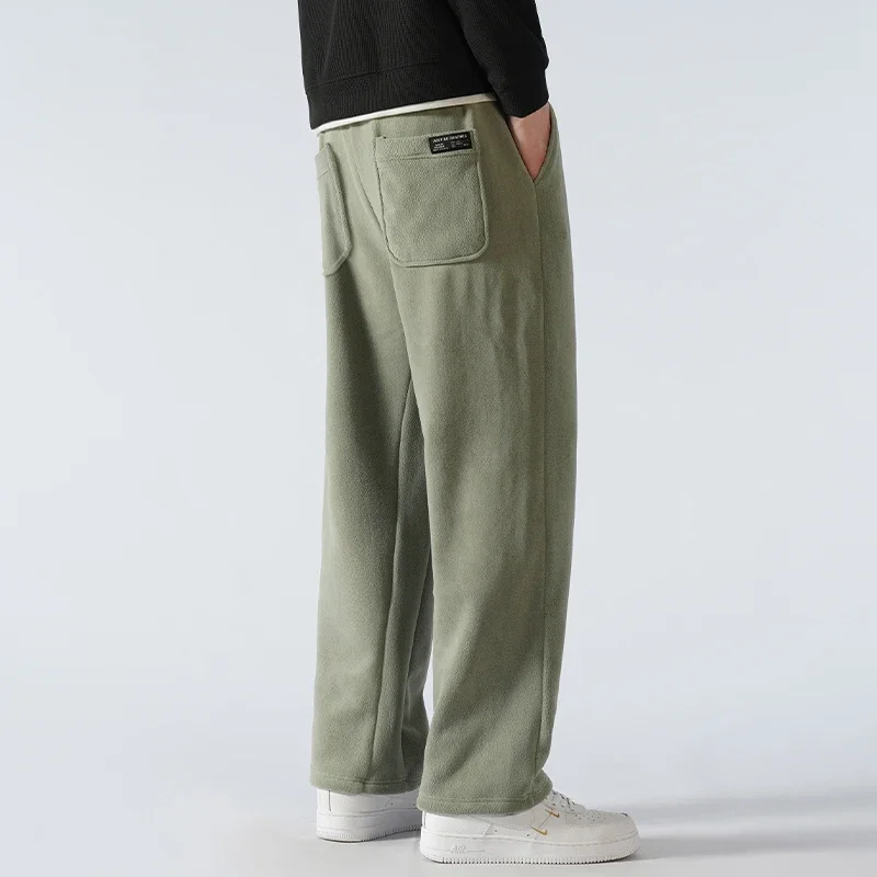 Pantalon de survêtement en velours thermique pour homme, pantalon de survêtement chaud, jambe large, droit, épais, décontracté, optique, sourire, nouveau, hiver