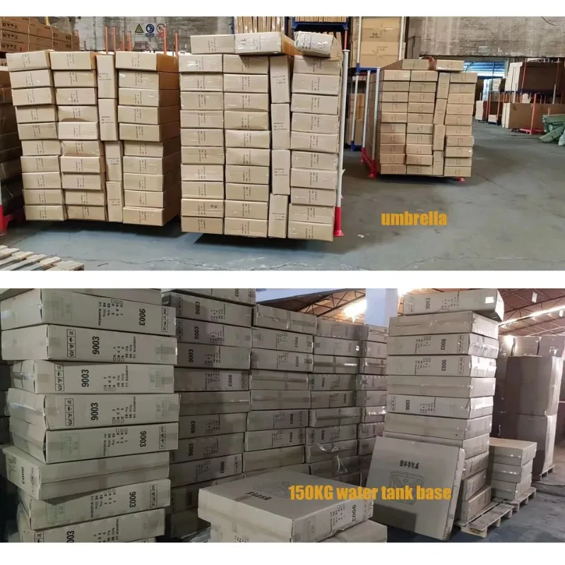 ร่มกันแดดกลางแจ้งแบบคานยื่น ขนาด 3.0 ม. x 3.0 ม. พร้อมไฟ LED และผ้าคลุม - ฐานหินอ่อน/ฐานถังน้ำ