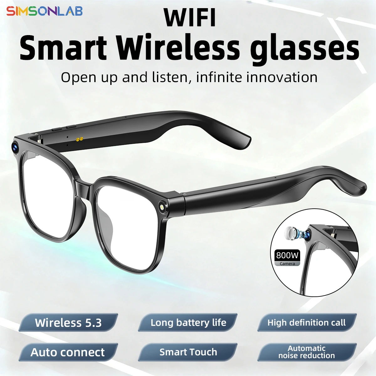 

AI Smart Glasses 8MP Camera Video Recording ChatGPT Music Play Headphone Bluetooth Men Women Gifts Fashionable Glasses 2025 New