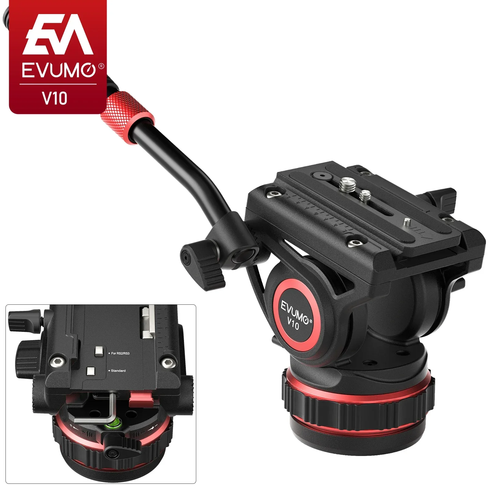 

EVUMO V10 Panoramic Tripod Head Hydraulic Fluid Video Damping Head For Tripod Monopod DSLR Camera Holder Stand Mobile Load 10kg