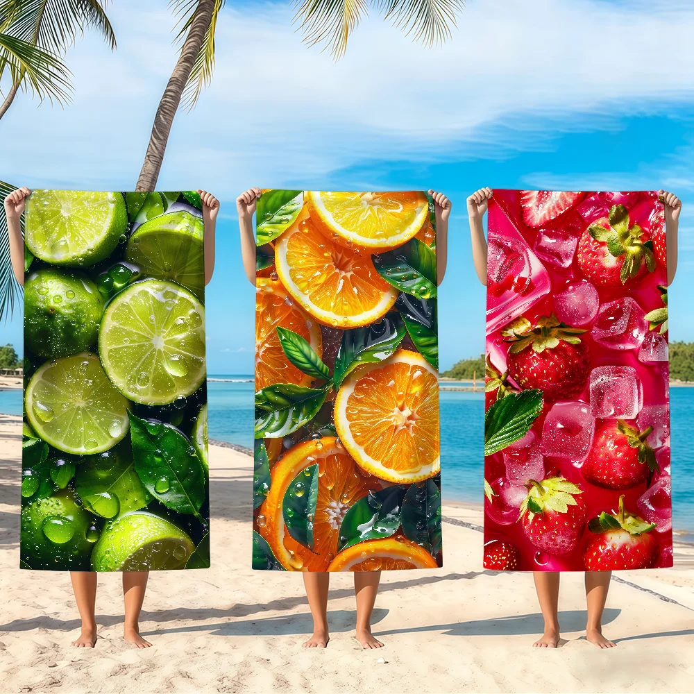 Refreshing summer fruits watermelon lime Towel Beach Oversized Soft Ultra Absorbent Quick Drying Large Pool Camping Bathroom