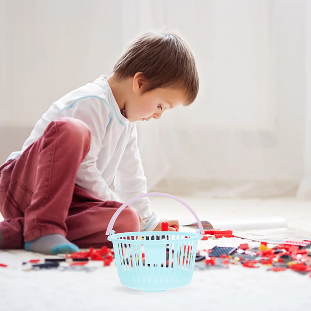 

3pcs Plastic H Baskets Sky Blue Desktop Storage Waste Mini Supermarket H Basket Paper Bins Home Decorations Toy