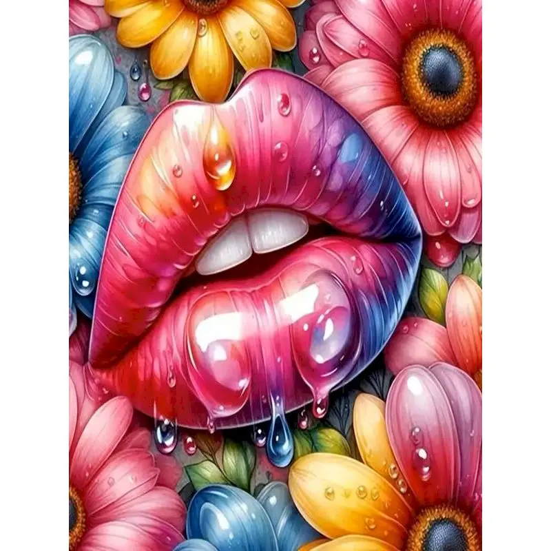 GATYZTORY Paint By Numbers For Adults Picture Drawing Lips Scenery Number Painting Painting Decor Diy Making Kits Home Decor