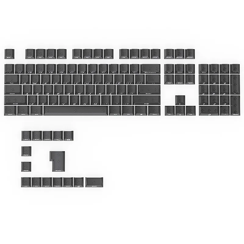 Spot fog through black original side engraved keycap small full set of 119 keys PC transparent DIY mechanical keyboard