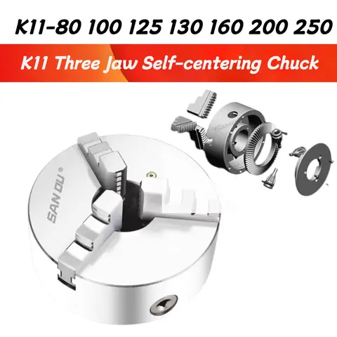 K12 80 100 125 160 200 250 130 Lathe Chuck 100mm Sanou Four Jaw Self-centering Chuck 4'' Scroll Chuck For Small L