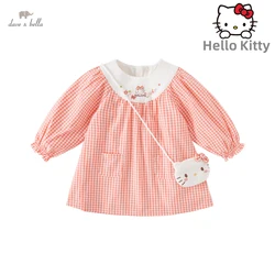 Hello Kitty Dave Bella Baby Girls Dress Long Sleeve Pink Plaid Princess Party Pageant Dresses with Coin Purse DB3222612