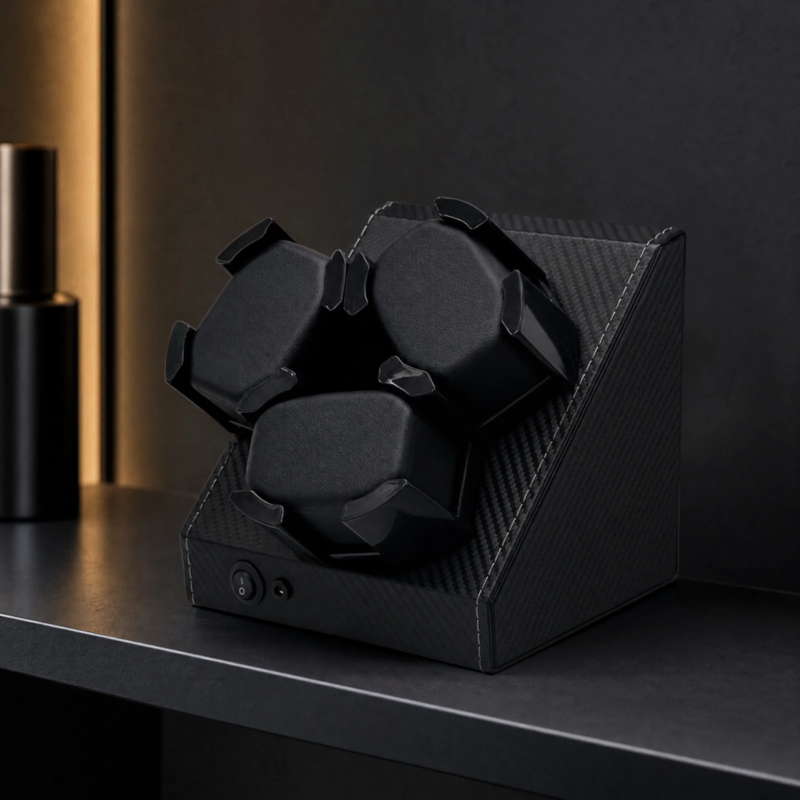 Three-Slot Automatic Watch Winder Two-Mode Rotation Program Mechanical Watch Winder with Padded Holders Compact