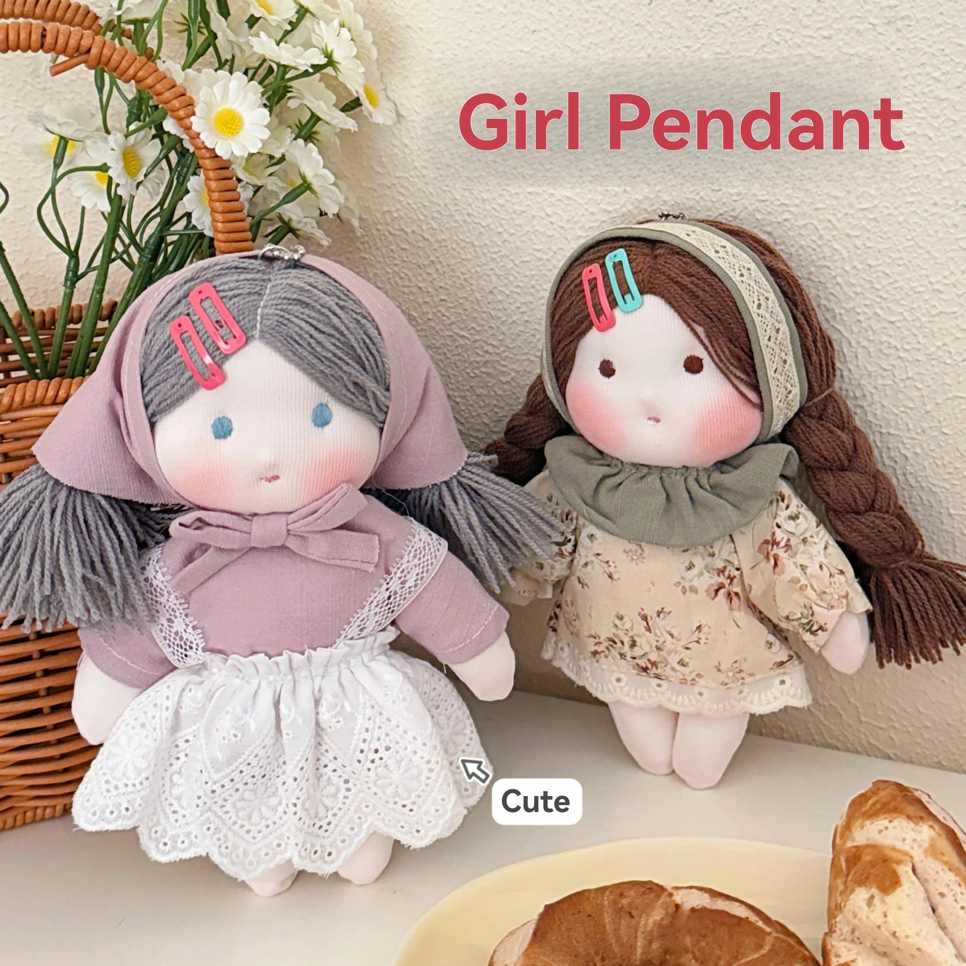 

1/2 Pcs Cute Girl Pendant Backpack Decoration Large Pendant Retro Pendant