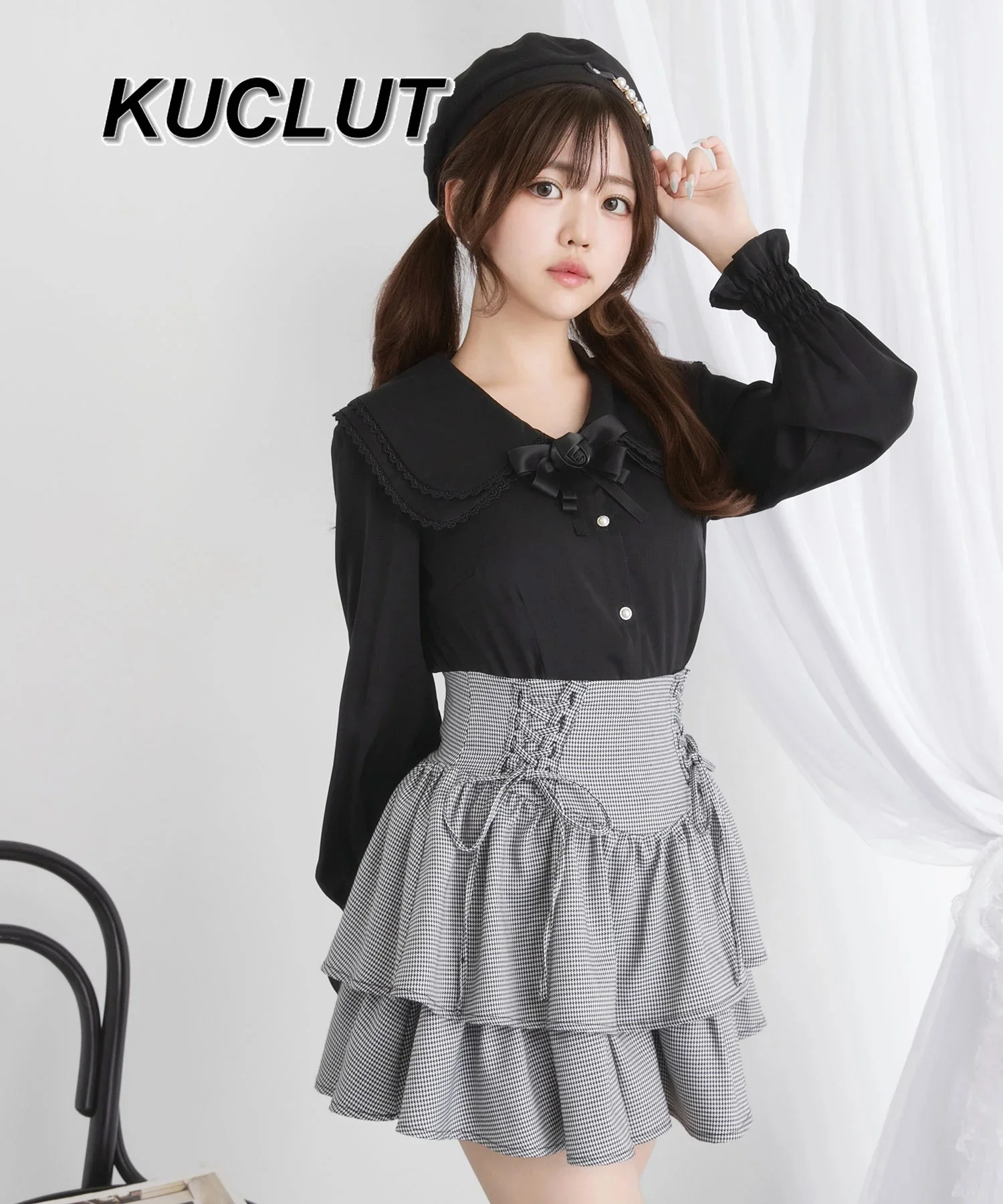 Hauts pour femmes automne hiver nouveaux chemisiers polyvalents mignon Double couche col 3D fleur à manches longues chemise vêtements intérieurs chemises blanches