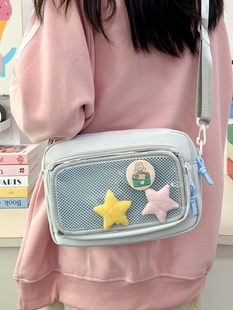 

Japanese Teenager Girls Crossbody Bags PU JK Handbags Transparent Ita bag Women handbags Leather Shoulder Bag Bolso