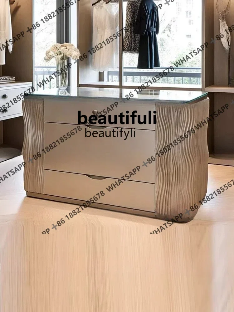 

X Modern Light Luxury Solid Wood Island Cabinet Home Wardrobe Drawer Cabinet Storage Cabinet Freestanding Island Table