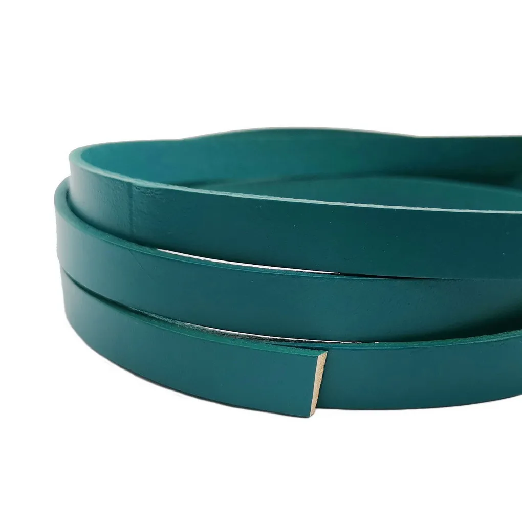 Teal Flat Leather Strip 10mmx2mm Real Leather Band Bracelet Making to fit 10mm Flat Clasps