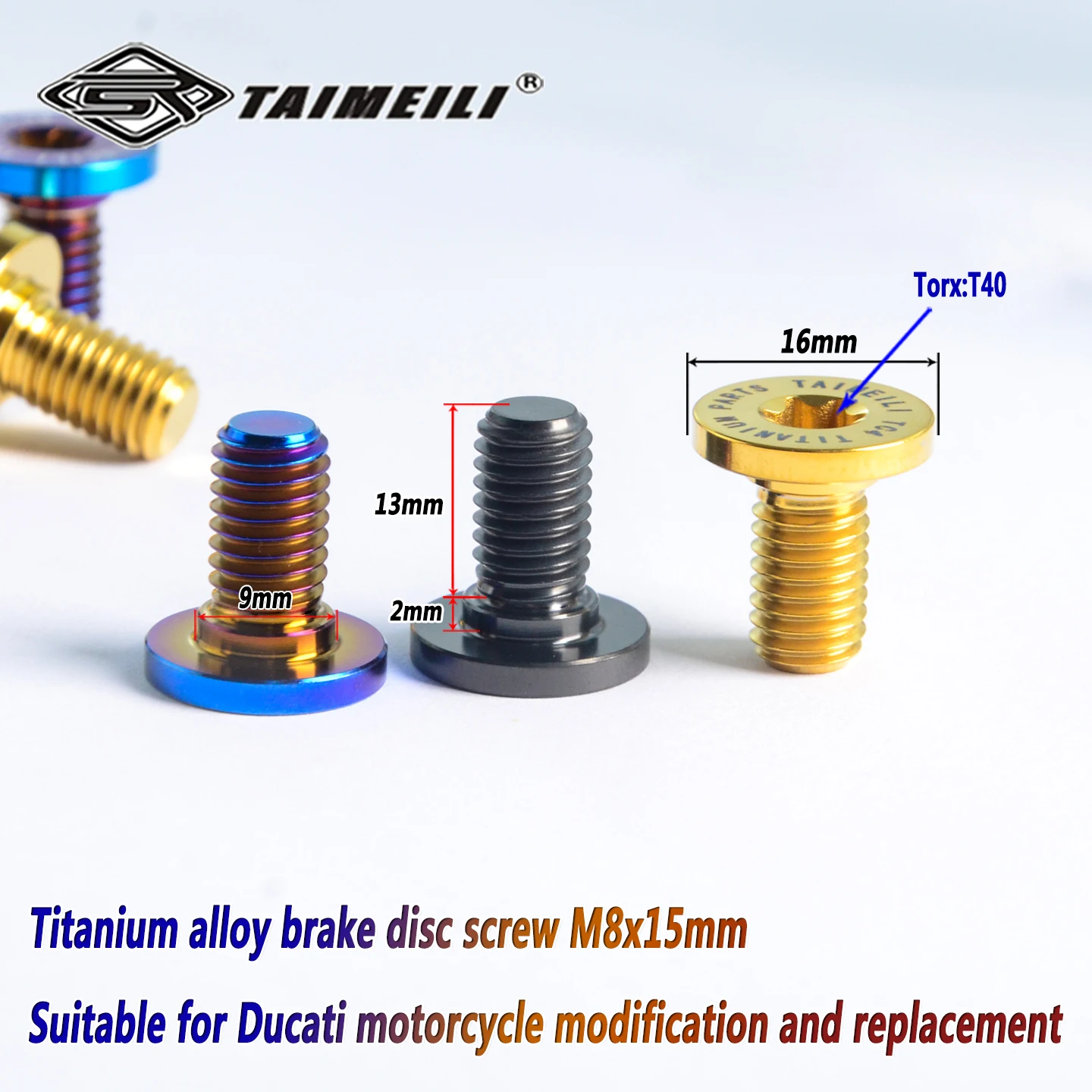 TAIMEILI  5pcs/Titanium alloy brake disc screw Suitable for Ducati motorcycle modification and replacement M8x15mm